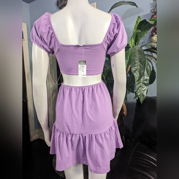 NWT Rue21 Cut Out Bodycon Ruffle Lavender Mini Dress Size XS - Picture 3 of 6